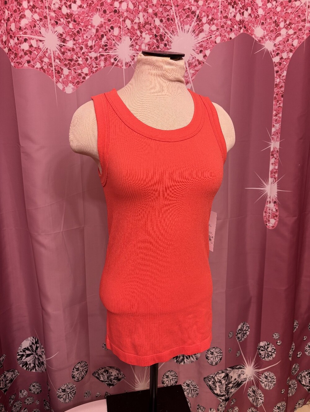 Ingrid & Isabel Coral-Red Ribbed Tank Top